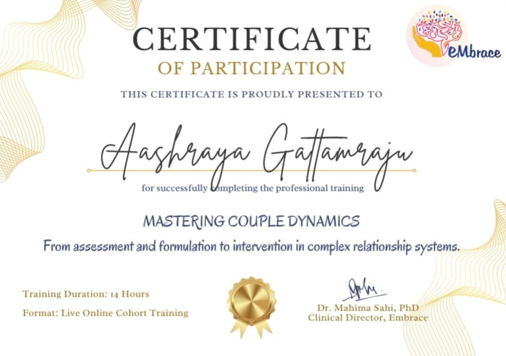 Mastering Couple Dynamics certificate